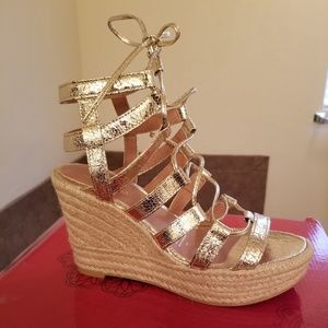 Andrea Gold Gladiator Wedge Sandal